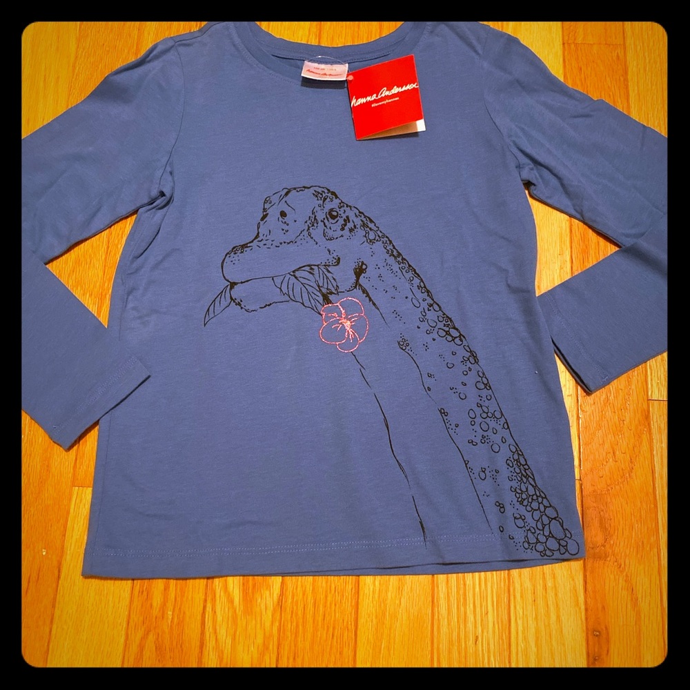 Hanna Andersson Swedish blue Dino tee 120 6y NWT